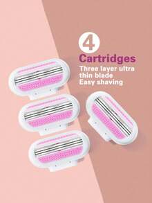 1 个手柄 + 4/8 个刀片套装 女士比基尼手动脱毛工具 3 层不锈钢剃须刀片可更换安全剃须刀片 - 彩色 - 查看 2
