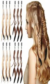 Geyoga 12 Pcs Clip In Hair Feathers Extensions For Women Colored Boho Feather Hair Clips Halloween Cosplay Costume Carnival Party Headdress Accessory Gifts(Dark Coffee, Brown,Standard) - ColorC - 查看 1