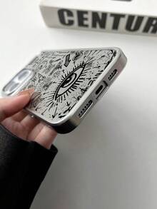 WeiMi 1pc Minimalist Personalized Fortune Telling Magic Graffiti Pattern Silver Electroplated Waterproof Shockproof Anti-Slip Phone Case Compatible With Apple Phones - Multicolor - View 4