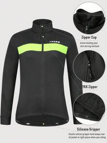 Qualicos Women's Warm Cycling Jacket, Long Sleeve, 3-Pocket Thermal Lined, Windproof Cycling Outerwear For Winter - Green - View 6