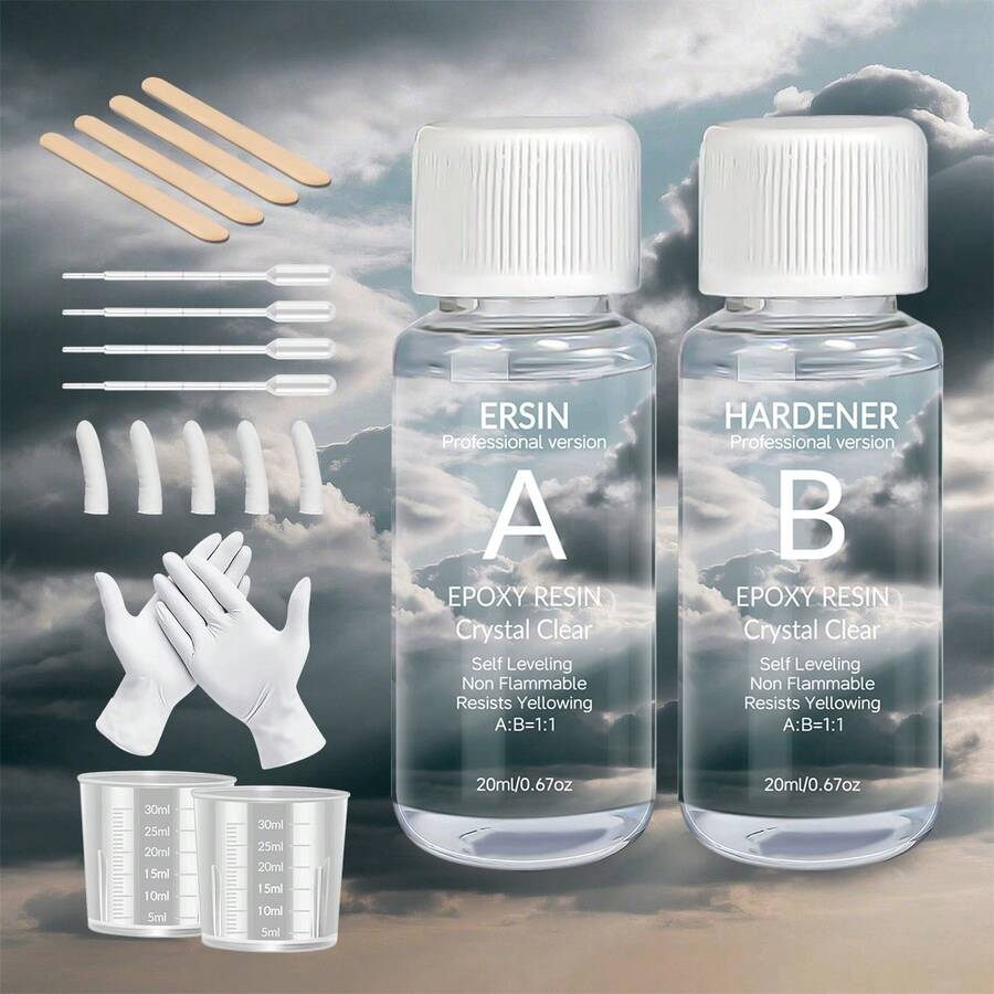 Kit de resina epoxi cristal transparente de 20/50/100/250ml, resina epoxi transparente sin burbujas para colada de escritorio y barra, resina epoxi transparente para manualidades y artesanía, regalo para cumpleaños/fiesta/festival