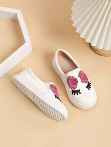 1 Pair New Girls White Sneakers, Children's Sports Shoes, Cute Girls Shoes, White Student Flat Shoes, Casual Breathable Versatile Comfortable, Suitable For Outdoor Sports, Student Campus Shoes