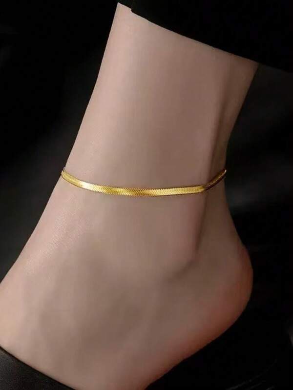 1 Peça Tornozeleira de Corrente de Aço Titânio Liso, Acessório Unissex Minimalista para o Dia a Dia (Embalagem em Saco OPP)