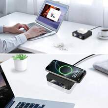 Multifunction Wireless Charger With Alarm Clock And Time Display. Desktop Charging Station Is Suitable For Home, Office, 15W Mobile Phone Charging Station Compatible With Iphone  Compatible With Samsung - Black - View 3