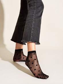 2 Pairs Women's Thin Polka Dot Ankle Socks, Suitable For Daily Wear - Multicolor - View 2