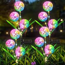 2 piezas Diente de león con luces de colores alimentado por energía solar, decoración de jardín exterior adecuada para patio, jardín, paisaje, camino, césped, acera, dormitorio, Halloween, Navidad, regalo festivo