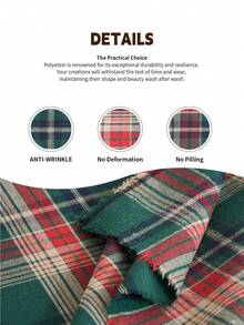 1pc Green Plaid Woven Fabric, Soft & Durable Vintage American Style Fabric, Suitable For DIY Dresses, Skirts, Tops, Jackets, Bags, Clothing, Home Decor, Curtains, Tablecloths, Sofa Covers, Pillows, Christmas Decorations, All Seasons - Green - View 2