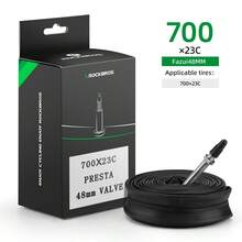 ROCKBROS 1 件公路自行车内胎 - 丁基橡胶结构（卓越的空气保持性、高柔韧性、出色的耐热性、延长的使用寿命），700C 尺寸（700*23C/25C/28C/35C），带两种阀门类型 - 黑色 - 查看 19