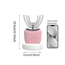 U-Shaped Wireless Electric Toothbrush, 360° Ultrasonic Teeth Whitening Light, Silicone Automatic Electric Toothbrush - Pink - View 3