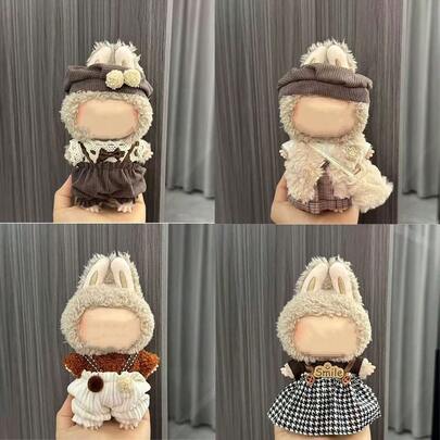 6.69インチ ドール用洋服 ラブブ対応 3アウトフィットセット - ファッショナブルなバケットハット、セーター、パンツまたはスカート 6.69インチドール用 かわいいドールフィギュアアクセサリー (靴とドールは含まれません)