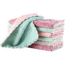 10pcs Super Absorbent Microfiber Towels, Kitchen Cleaning Cloths, Non-Stick Oil Dish Cloths, Dish Towels, Home Cleaning Rags - 混色 - 查看 1
