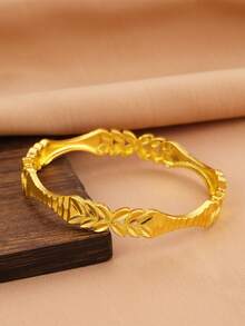 1/3/4pcs Vintage 18K Gold Plated Copper Asymmetrical Hollow Wheat Ear Cuff Bracelet Set, Suitable For Dubai/African Women's Daily, Party, Festival Gift