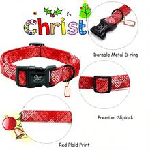 Elegant Little Tail Christmas Dog Collar Pet Dog Collar Soft Red Plaid Winter Pet Collars Holiday With Quick Release Buckle Puppy Collar For Dogs