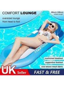 NetHong New Inflatable Lounger Chair Floating Row Beach Swimming Pool Aid Air Mat Bed Summer Holiday - Blue - View 5