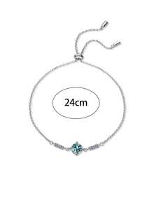 1 pieza Sweet And Versatile 925 Plata 1 quilate Azul Moissanite Brazalete, adecuado para mujeres para uso diario, fiestas y trabajar, regalo de joyería para el Día de la Madre - Azul - Ver 4