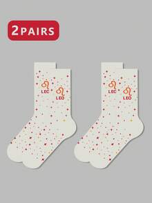 1/2/3 双女士十二生肖袜、白袜、黑袜、中筒袜、艺术袜、运动袜、时尚袜、女童袜、中筒袜、简约袜、休闲袜、适合日常穿着、秋季 - 彩色 - 查看 39