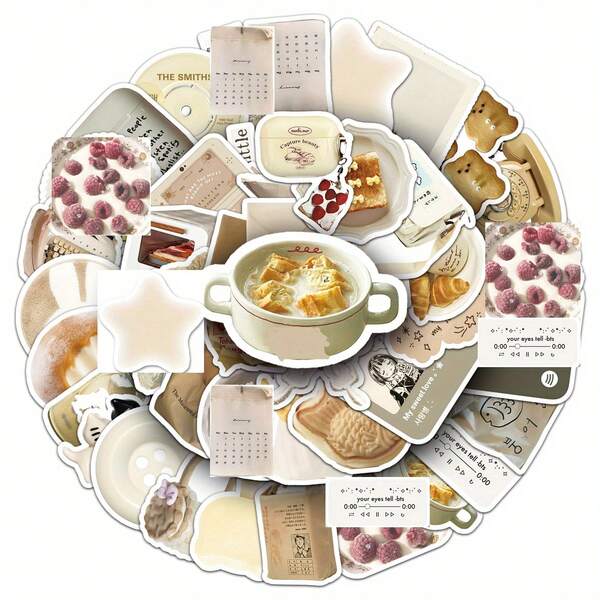 50PCS Oat Latte Ins Style Fun Cartoon Stickers Graffiti Vinyl Decoration Luggage Guitar Car Skateboard Notepad