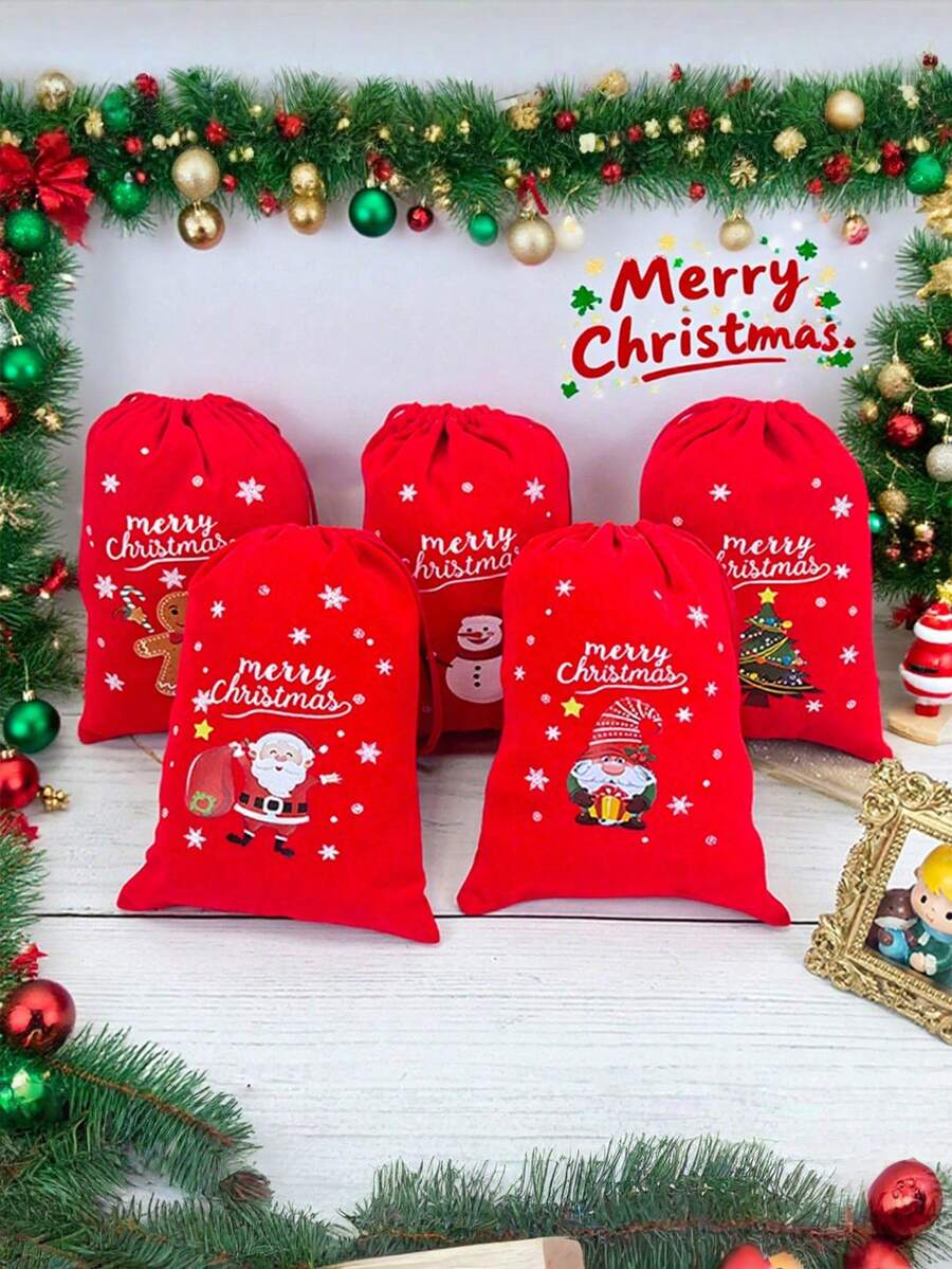 Bolsa de regalo de Navidad, Bolsa con cordón de Navidad, Bolsa para joyas, Bolsa de almacenamiento de dulces, Bolsa de transporte de juguetes, Bolsa de frutas, Papá Noel, Bolsa de regalo con árbol de Navidad, Bolsa de maquillaje, Bolsa de almacenamiento conveniente