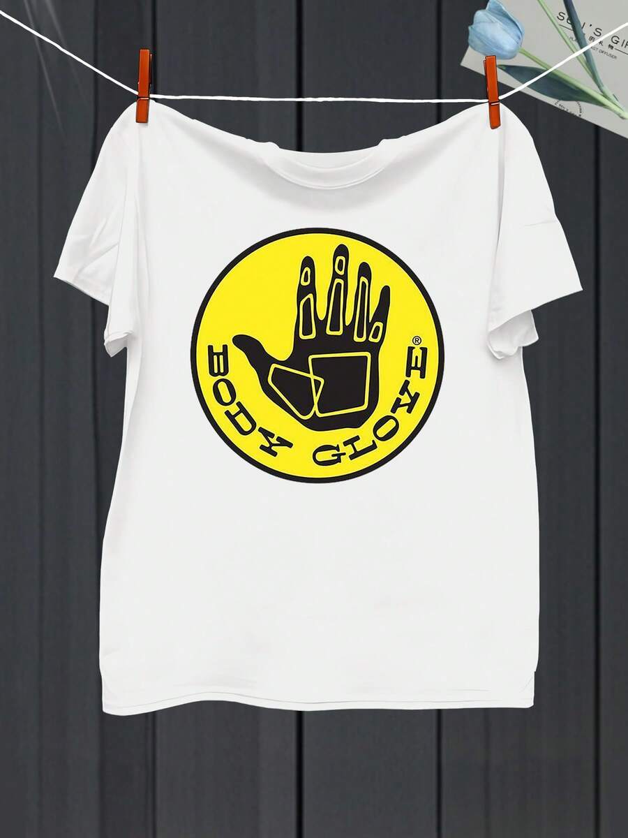 Men'S "Body Glove" Basketball Graphic T-Shirt -  Casual Summer Tee With Yellow Hand & Ball Print, Breathable Regular Fit For Sports Fans & Active Lifestyles, Basketball Shirt, Fan Merchandise, Bold Graphic Tee, Comfortable Fit - trắng - Xem 1