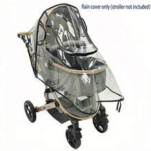 1pc Universal Travel Windproof Breathable Baby Stroller Rain Cover, Transparent Baby Stroller Rain Cover, Baby Stroller Accessories, Suitable For Rainy Days - Clear - View 6
