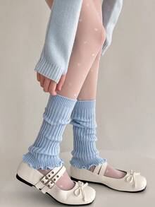 1 Pair Women's Candy Color Leg Warmers, Comfortable Casual Leg Warmers For Autumn/Winter, Cozy