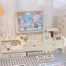 3-In-1 Monitor Stand, Drawer And Keyboard Storage - Ergonomic Desktop Risers For Computers/Laptops - Extra Space Organizer, Triple-Function Design, Ergonomic Relief, Universal Installation