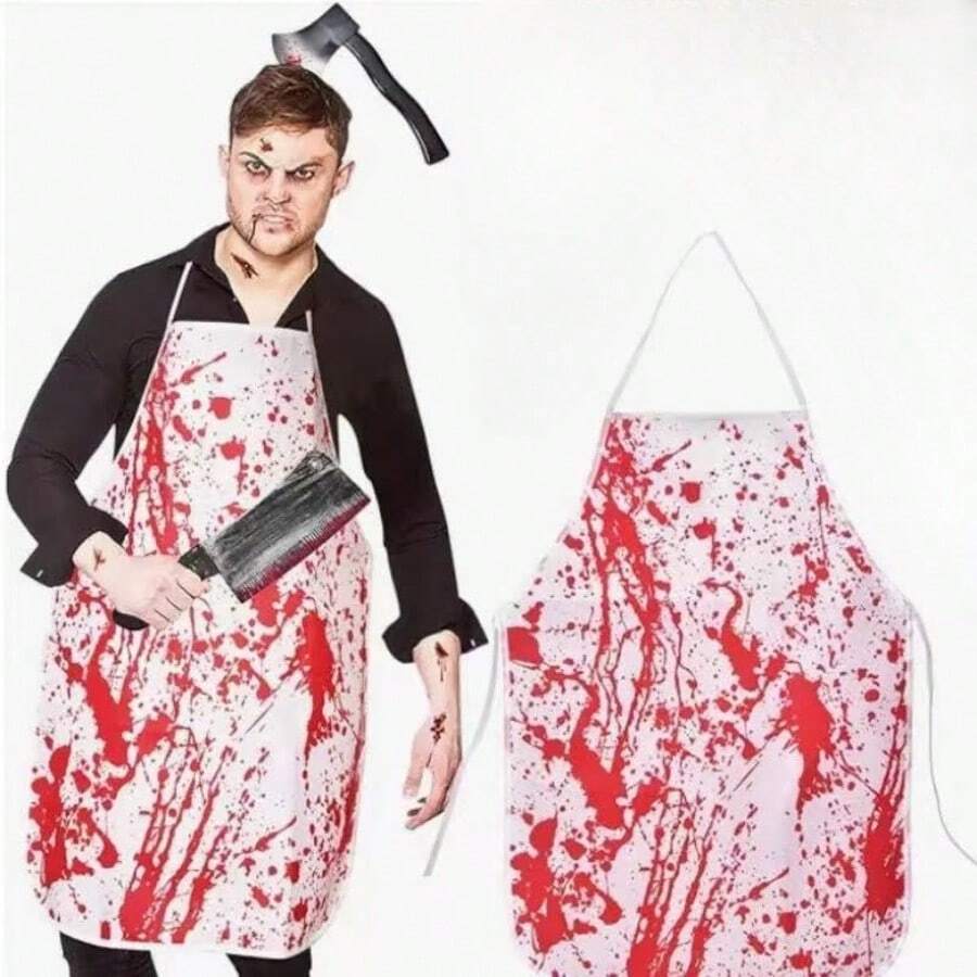 1pc Bloody Apron, Halloween Adult Bloody Butcher Role Play Apron With Blood Stains, Random Horror Costume Apron For Halloween - Multicolor - View 1
