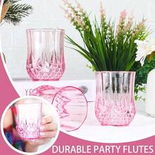 3 piezas de vasos de vino sin tallo irrompibles de color rosa, vasos reutilizables de color rosa vintage para whisky, cerveza, jugo, bebidas, cócteles