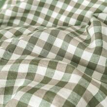 Vclife Vintage Floral Comforter Set Four Sizes, All Seasons Muslin Cotton Bedding Set, 3 Pieces Farmhouse Shabby Chic Jacquard Floral Comforter Set Perfect For Women And Men - Bộ chăn ga gối đệm Fat Quilt - Xanh cỏ kẻ caro nhỏ - Xem 5