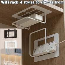 2 Stück moderner Gusseisen Wandhalterung ohne Bohrung. Box Halter, WLAN Regal, WLAN Wandhalterung für Set-Top Box, breite flache Plattform Kabelbox Halter, einfache Installation Mehrfachsteckdose und Modemhalterung, Routeraufbewahrungsbox, WLAN Halterung, Wandhalterung für Set-Top Box