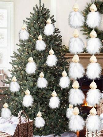6/3/1pc Christmas Angel Hanging Ornaments, White Feather Angel Hanging Ornaments, Suitable For Christmas Home Indoors And Outdoors, Pendant Crafts, Suitable For Birthdays, Holidays And Christmas Gifts, Can Also Be Used For Windows, Doors, Fireplaces, Porches, As Well As Key Chains, Bags And Crafts Exquisite Pendants.