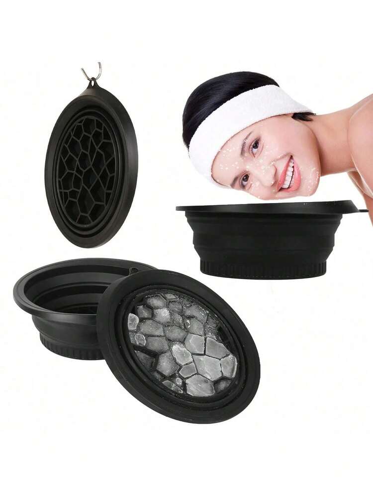 1pc Foldable Silicone Ice Bowl, Face Ice Therapy Tray, Outdoor Portable Ice Bath Bowl With Built-In Ice Tray, Compact Silicone Face Ice Bath Bowl For Cold Therapy, Skin Tightening And Acne Relief, Portable SPA Tool For Home And Travel Use - Multicolor - View 7