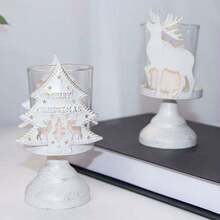 1 Pc Elegant Candle Holder Metal Candlestick Unique Pattern Candlelights Candle Stick For Christmas Dining Setting