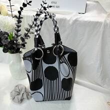 1 件心形条纹花卉手提包，大容量手提包，优雅旅行多功能手提包，配有可拆卸肩带 - 彩色 - 查看 14