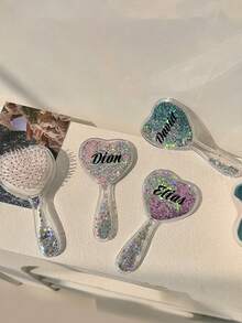 1pc Customized Name Children Hair Accessory Comb, Personalized Girl Hair Decor Hairbrush, Customized Name Friend Gift Family Gift Girl Mother Teacher Gift, Hairbrush, Hair Brush - Multicolor - View 2