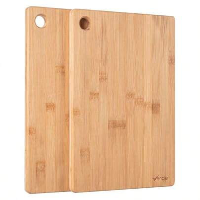 Vencier High-Quality Thick Wooden Cutting Boards Set - Perfect For Meat Carving, Vegetable And Bread Cutting - Bamboo Chopping Board Ensemble