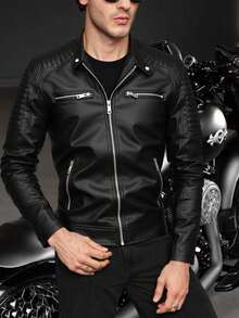 这款男士秋冬皮草外套采用PU涂层，多拉链设计，内衬保暖层，在寒冷季节锁住温暖。是今年秋冬圣诞节送给丈夫/男友的绝佳礼物之选。 - 黑色 - 查看 1