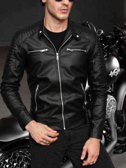 这款男士秋冬皮草外套采用PU涂层，多拉链设计，内衬保暖层，在寒冷季节锁住温暖。是今年秋冬圣诞节送给丈夫/男友的绝佳礼物之选。