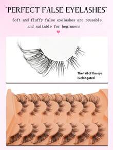 7 Pairs Of Natural Long False Eyelashes Soft And Fluffy Eyelashes Natural Look Corner Elongation Effect Eyelash Extension Tool Reusable For Beginners