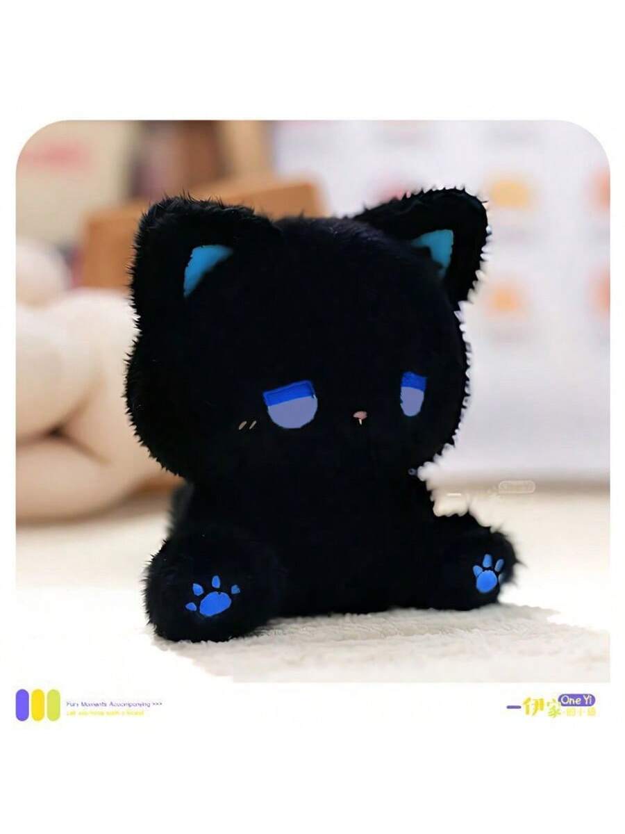 Black and white plush doll