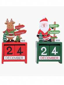 1 pieza de calendario de Navidad, adorno de madera artesanal. Decoración de escritorio con estilo navideño. Decoración del hogar, decoraciones navideñas, decoración de habitación de invierno