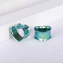 2 件热销不锈钢心形耳塞量规扩张器身体穿孔饰品女式耳环隧道拉伸器耳环