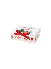4pcs/1pc Christmas Cardboard Gift Box, Christmas Cake Box, Gift Box With Bow Lid, Party & Holiday Gift Box, Large Gift Box, Luxury Sturdy Foldable Cardboard Box, Christmas Party Gift Supplies, Elegant Gift Packaging Box - Multicolor - View 8