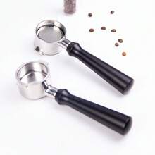 Porte-filtre sans fond de 51 mm à 2 oreilles pour Delonghi EC200 EC221 ECO310 EC330 EC152, accessoires de remplacement de panier-filtre pour machine à café/expresso en acier inoxydable avec poignée en bois/ABS