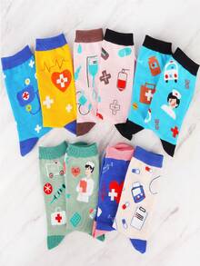 5 Pairs Novelty Nurse Socks, Funny Nurse Mid-Calf Socks, Appreciation Gift For Nurses