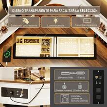 Vlsrka Tocador Vanity de Esquina con Espejo Luz LED y Taburete Taquillas y Compartimentos de Lona Tocador para Recamara con Estacion de Carga Blanco Vintage - Blanco - Ver 7