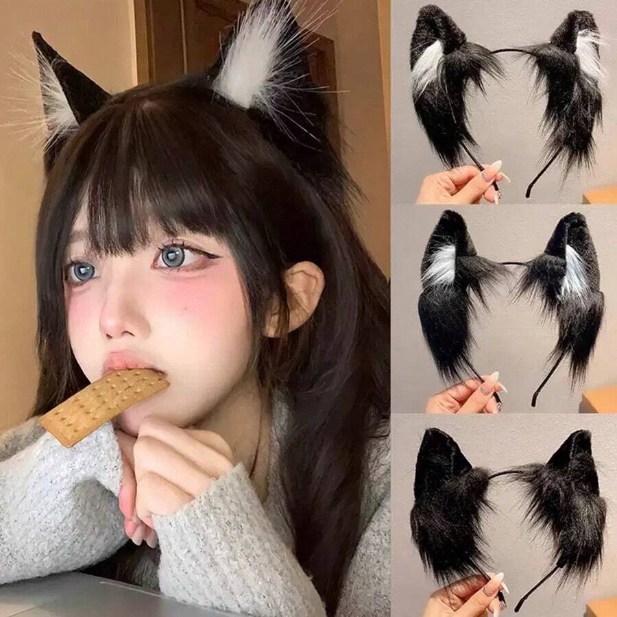 Cat Ear Headband For Women & Girls, Suitable For Halloween Costume, Role Play, Theme Party Or Daily Wear