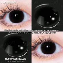 FUNSACHY 黑/白色角色扮演隐形眼镜 14.5 毫米软性隐形眼镜 万圣节派对化妆隐形眼镜 年度一次性自然软性隐形眼镜 万圣节服装角色扮演