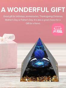 能量金字塔奥根灵气天然紫水晶球疗愈水晶脉轮工具装饰品树脂石工艺品儿童金字塔家居装饰礼物，创意水晶树脂桌面装饰，适合圣诞节、万圣节、父亲节 - 查看 6