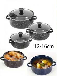 مجموعة 3 قطع من أواني البخار متعددة الألوان المطلية بالمينا، أواني بخار مطلية بالمينا مناسبة لموقد الحث والموقد الغازي، مجموعة أواني مطلية بالمينا عالية الجودة سميكة مكونة من 3 قطع مع مقبضين مزدوجين، قدر الحساء، قدر المعكرونة، قدر طعام الأطفال، وعاء الشحم، وعاء الحساء المنزلي، مجموعة أواني مطلية بالمينا صغيرة للمطبخ، مجموعة 3 قطع مطلية بالمينا صغيرة لقدر الحليب، قدر المعكرونة، قدر الحساء، مناسبة لطعام الأطفال، موقد الحث والموقد الغازي